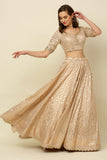 Rose Gold Chanderi Lehenga Set