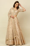 Rose Gold Chanderi Lehenga Set