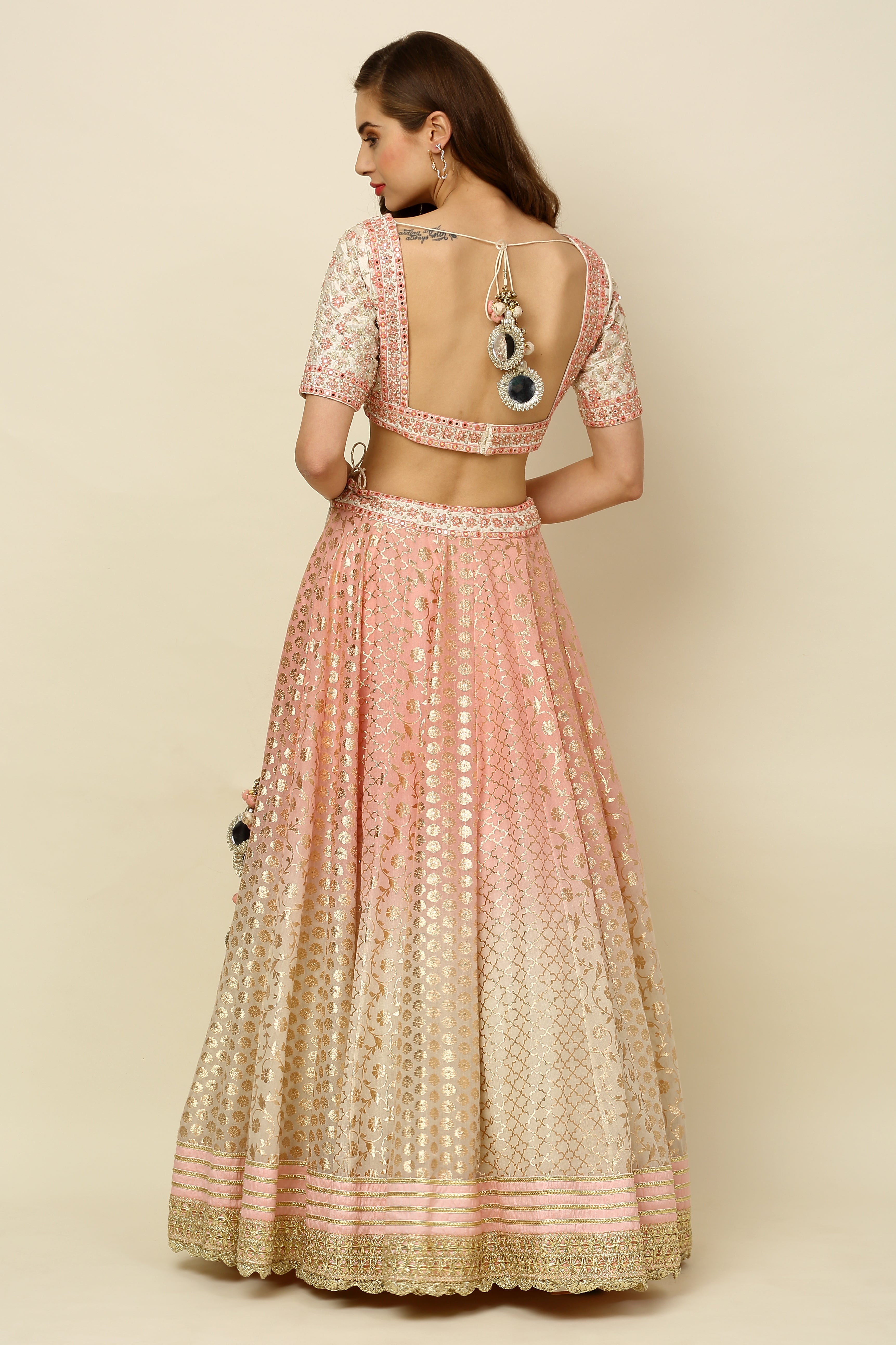 Light Pink Chanderi Lehenga Set