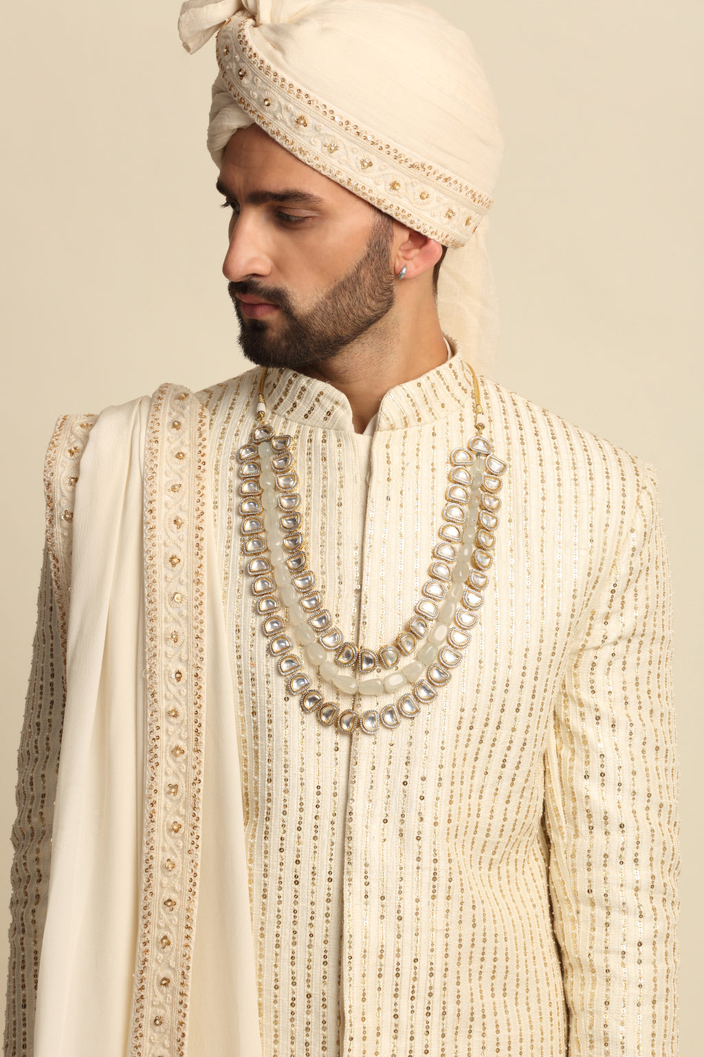 Ivory Sequence Embridered Full Groom Attire
