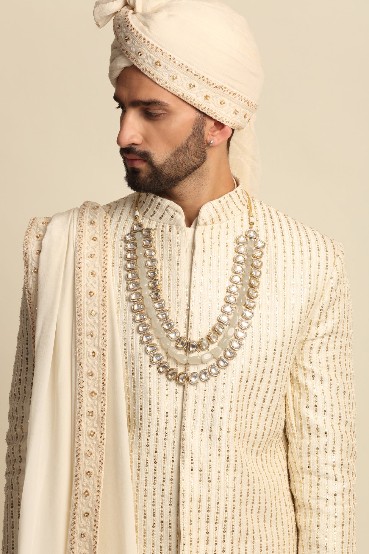 Ivory Sequence Embridered Full Groom Attire