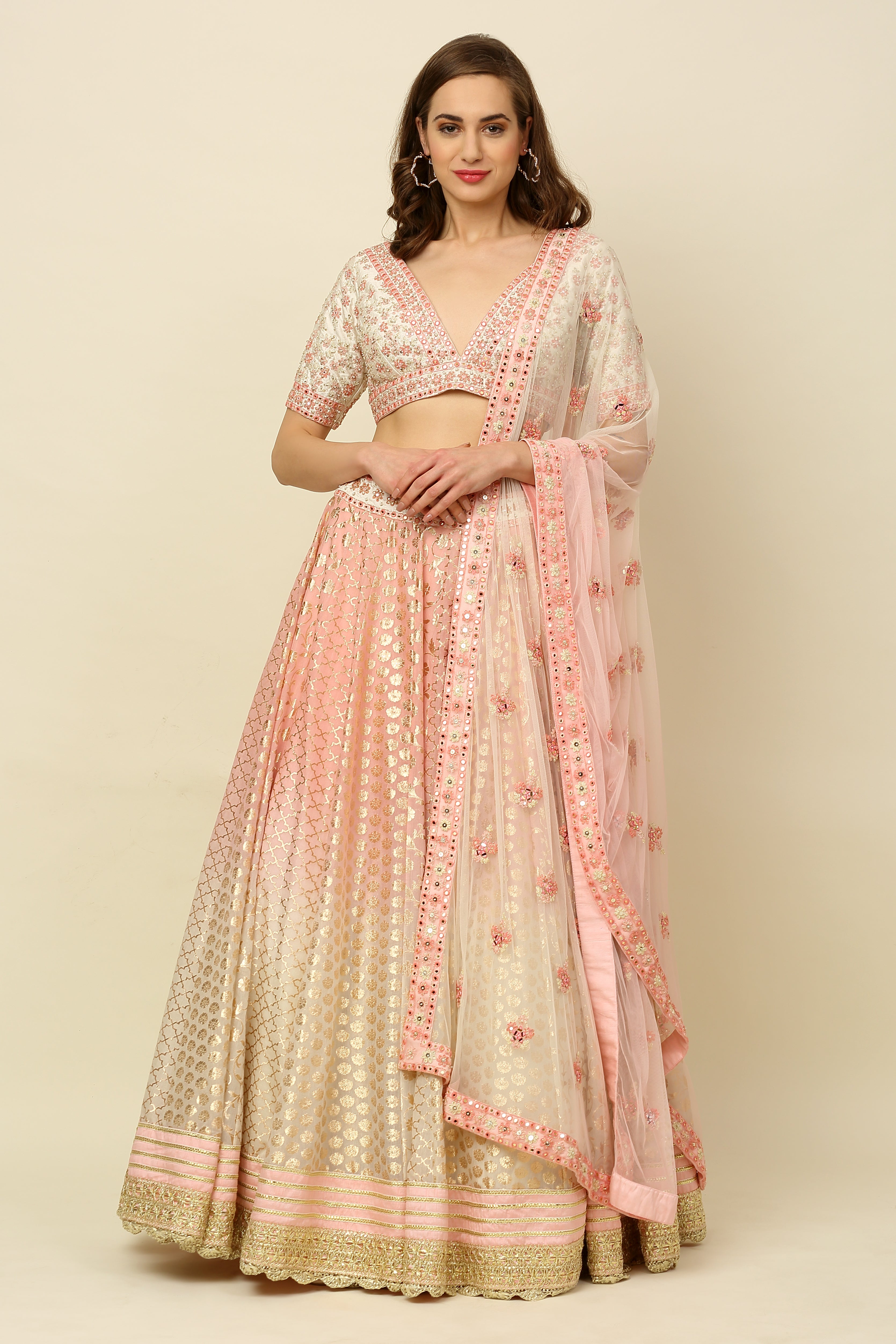 Light Pink Chanderi Lehenga Set