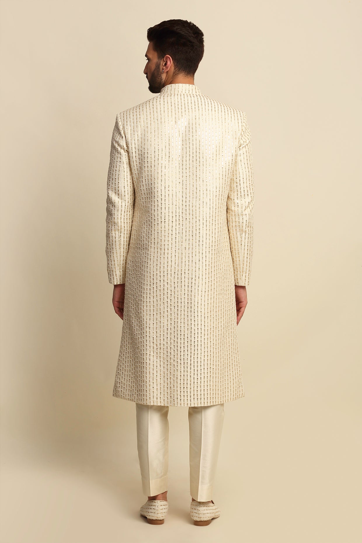 Ivory Sequence Embridered Sherwani Set