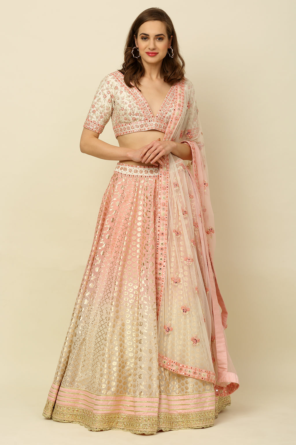 Light Pink Chanderi Lehenga Set