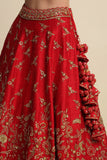 Electric Red Hand Embroidered Bridal Lehenga set