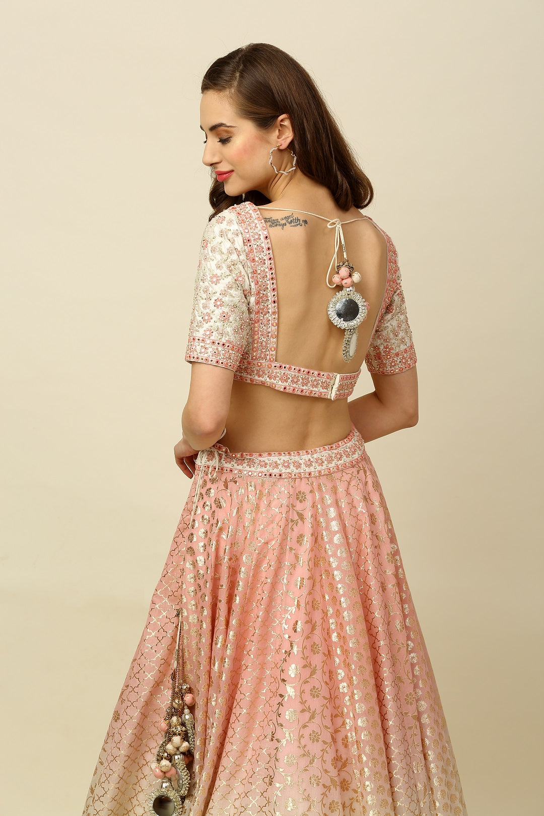 Light Pink Chanderi Lehenga Set