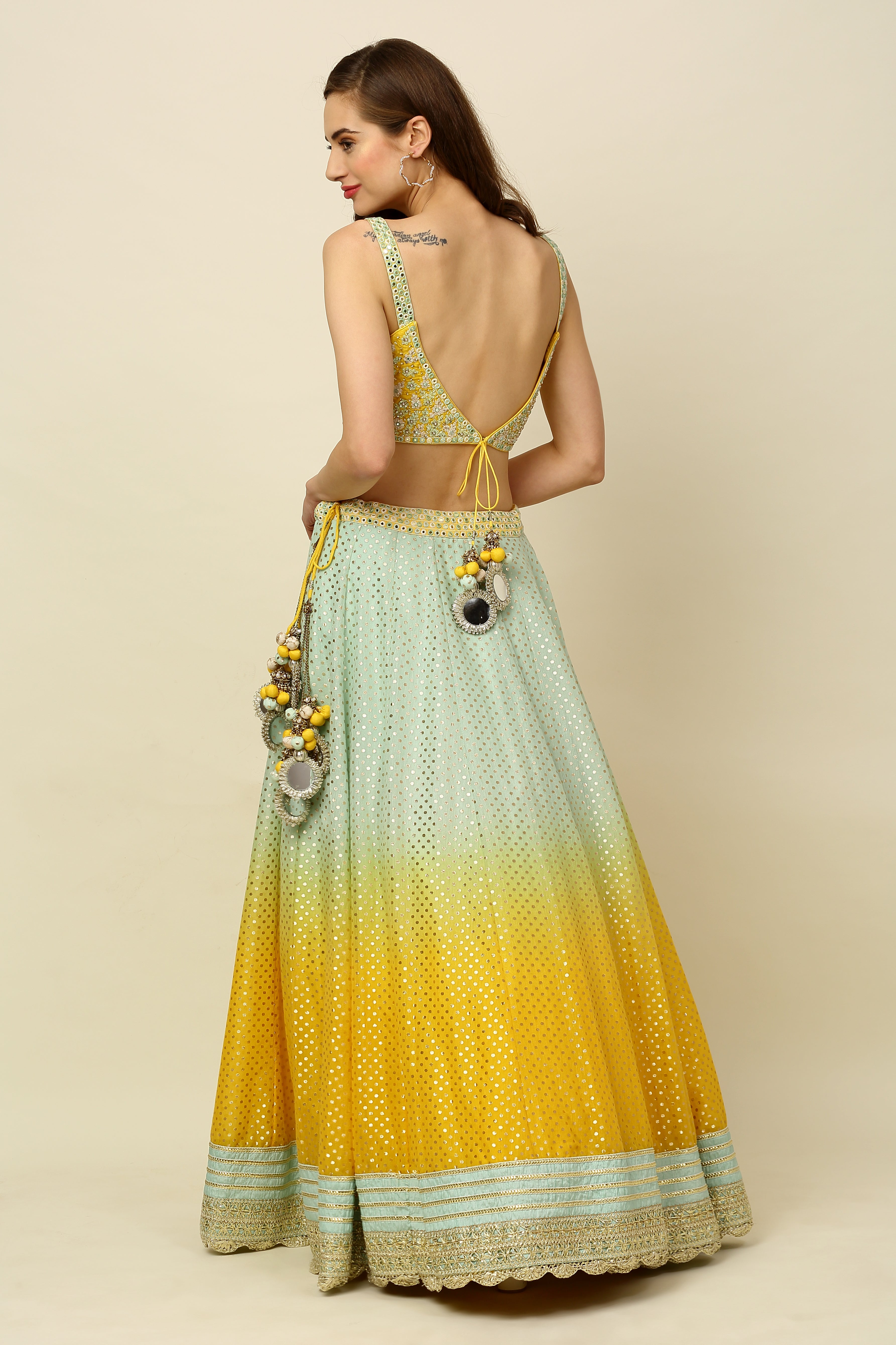 Ombre Dyed Chanderi Lehenga Set