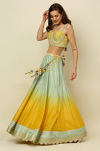 Ombre Dyed Chanderi Lehenga Set