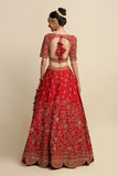 Electric Red Hand Embroidered Bridal Lehenga set