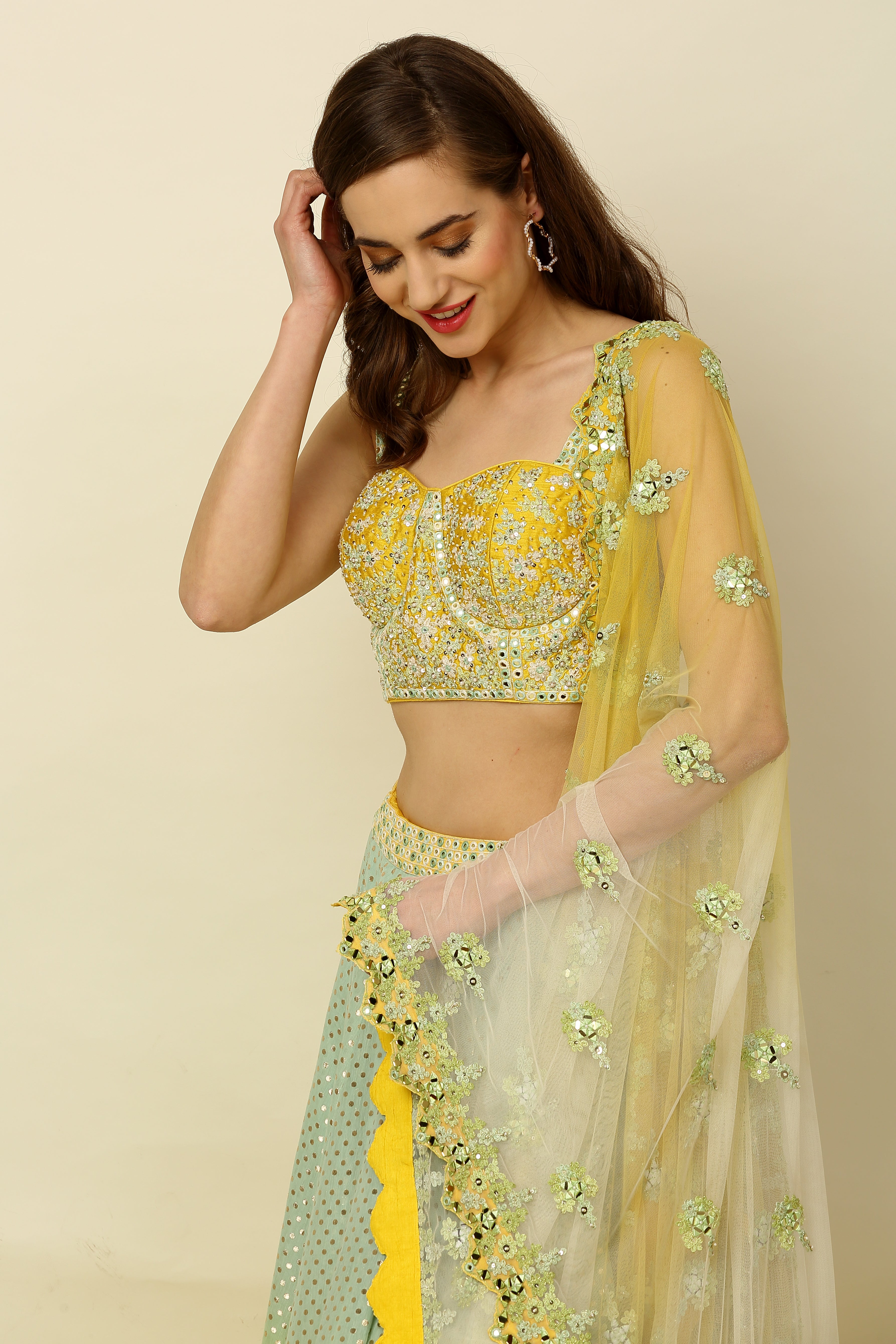 Ombre Dyed Chanderi Lehenga Set