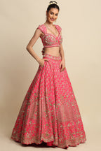 Fuchsia Pink Hand Embroidered Bridal Lehenga Set