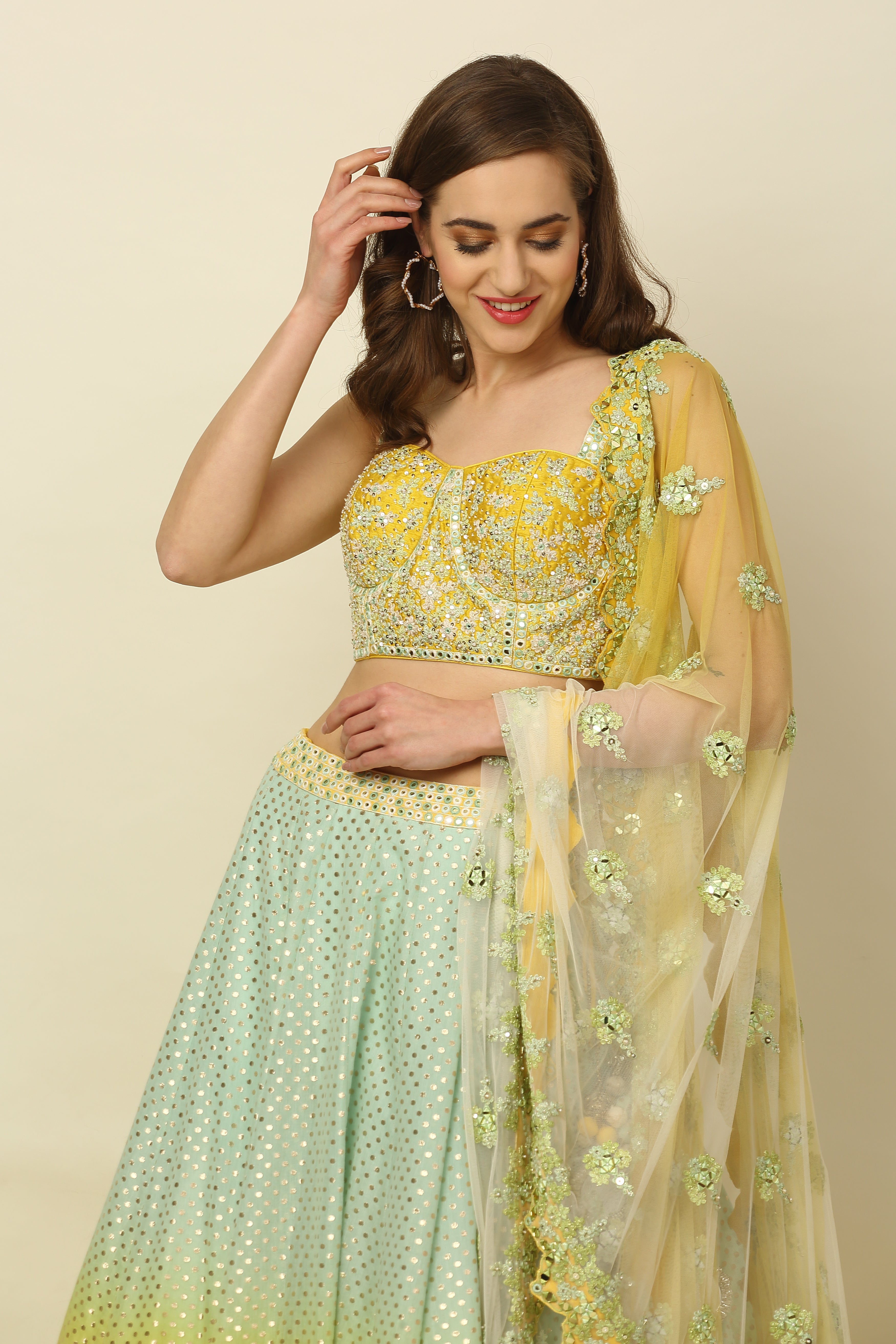 Ombre Dyed Chanderi lehenga Set