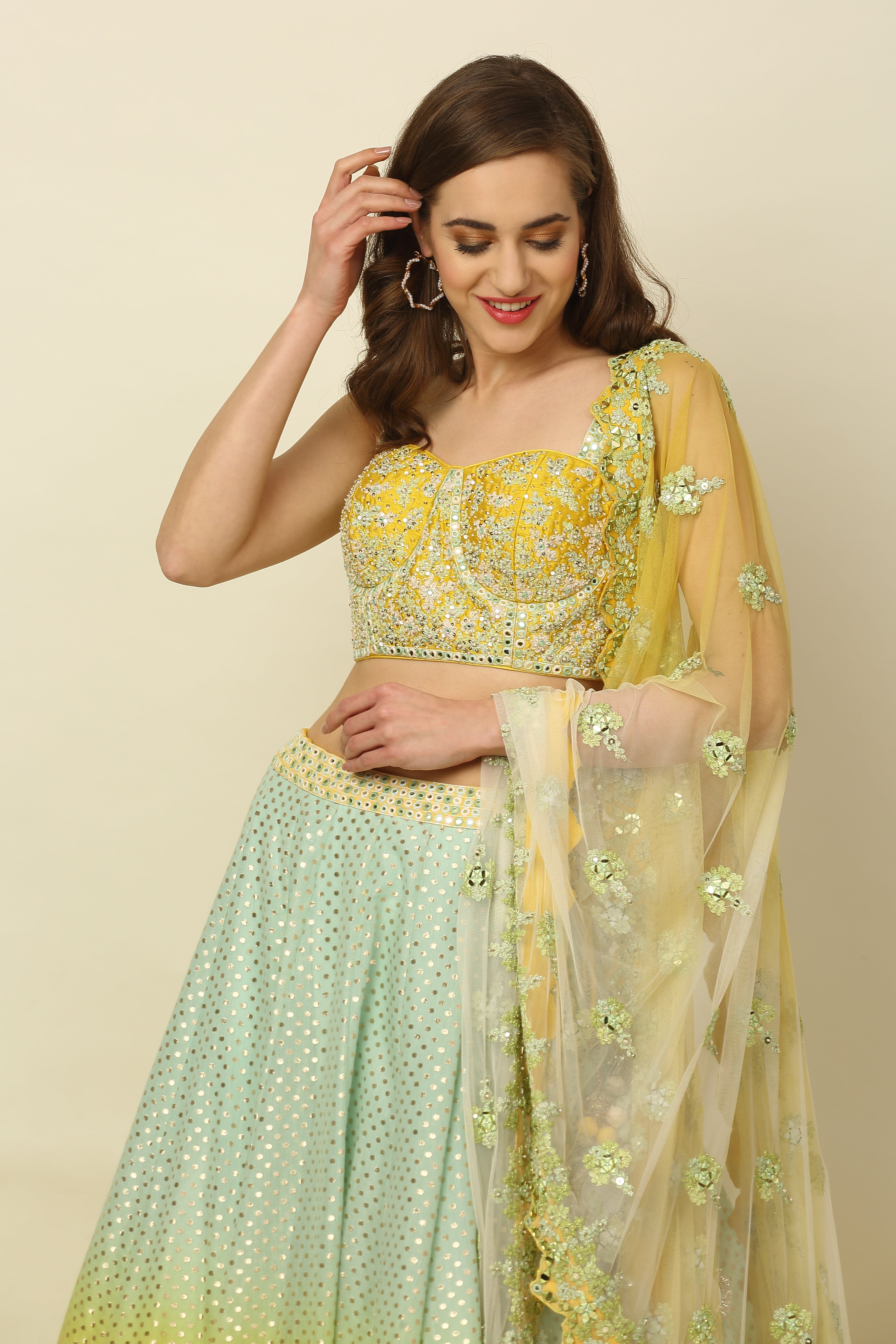 Ombre Dyed Chanderi Lehenga Set