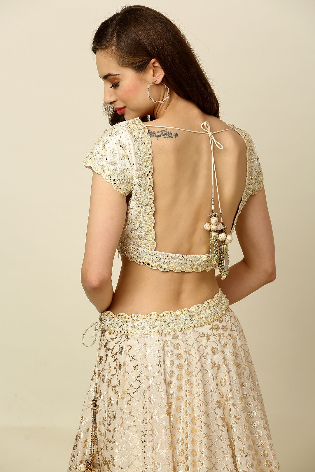 Ivory Chanderi Lehenga Set