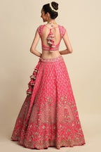 Fuchsia Pink Hand Embroidered Bridal Lehenga Set