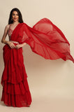 Red Georgette Saree Set