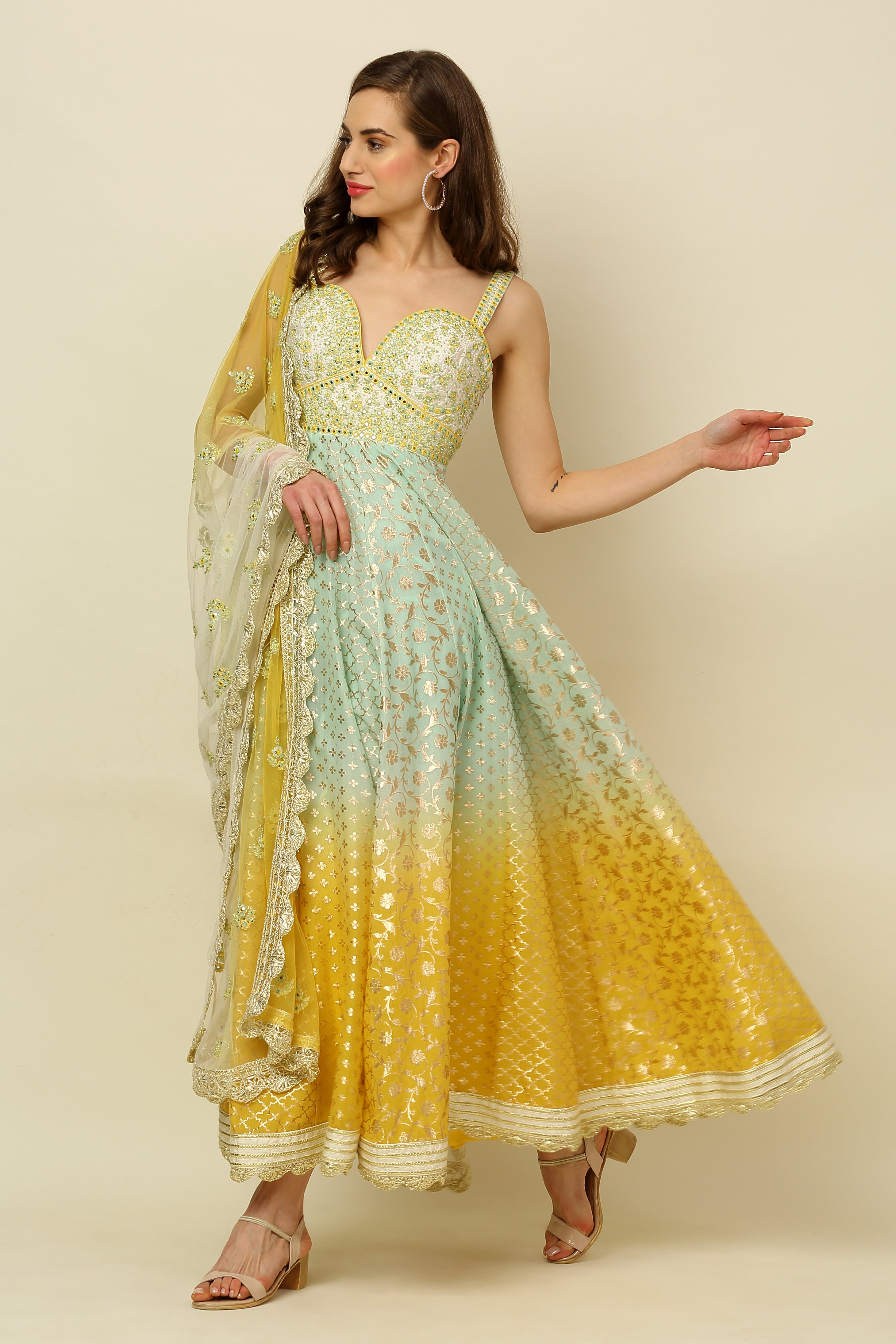 Ombre Dyed Anarkali Set