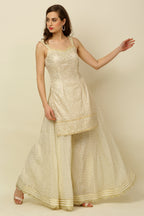 Ivory  Embroidered Sharara Set