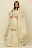 Ivory  Embroidered Sharara Set