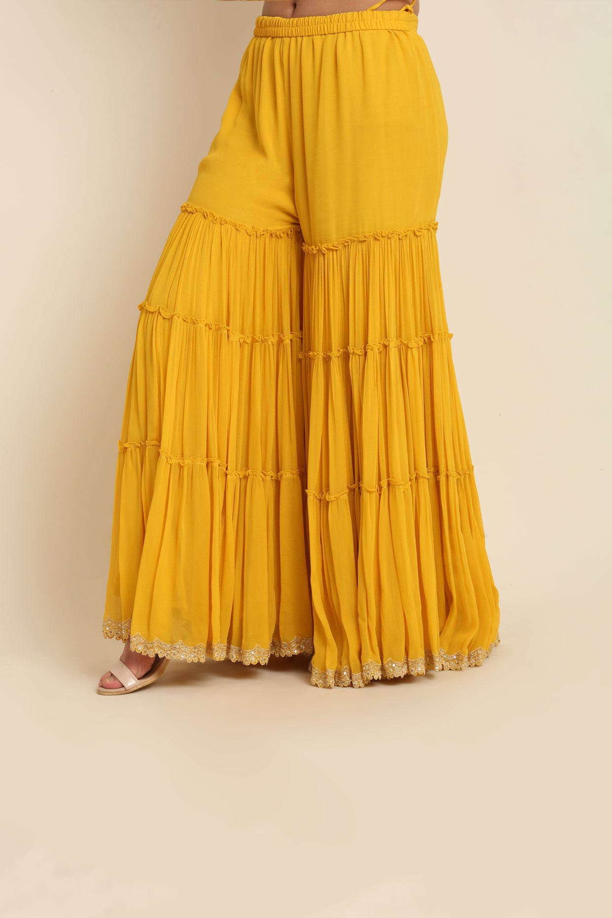 Yellow Embroidered Sharara Set