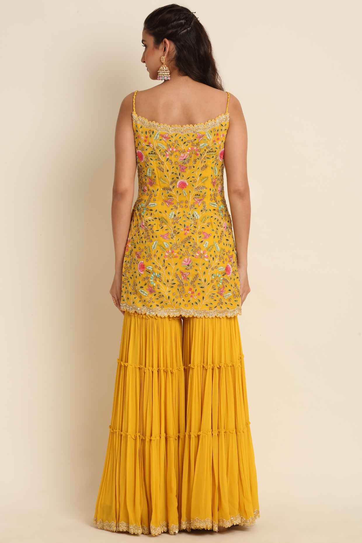 Yellow Embroidered Sharara Set