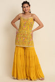 Yellow Embroidered Sharara Set