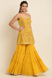 Yellow Embroidered Sharara Set