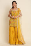 Yellow Embroidered Sharara Set