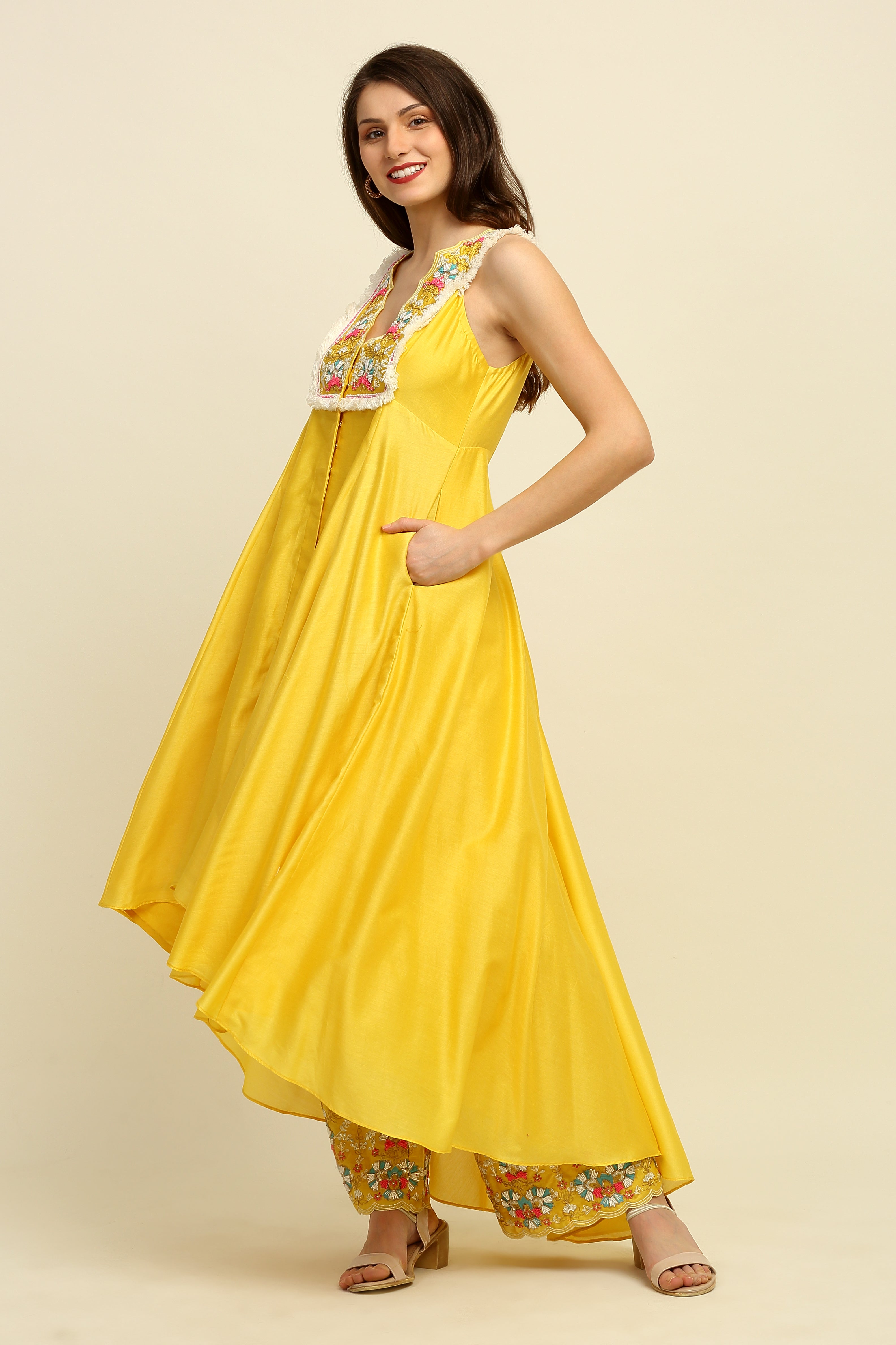 Yellow Chanderi Suit Set
