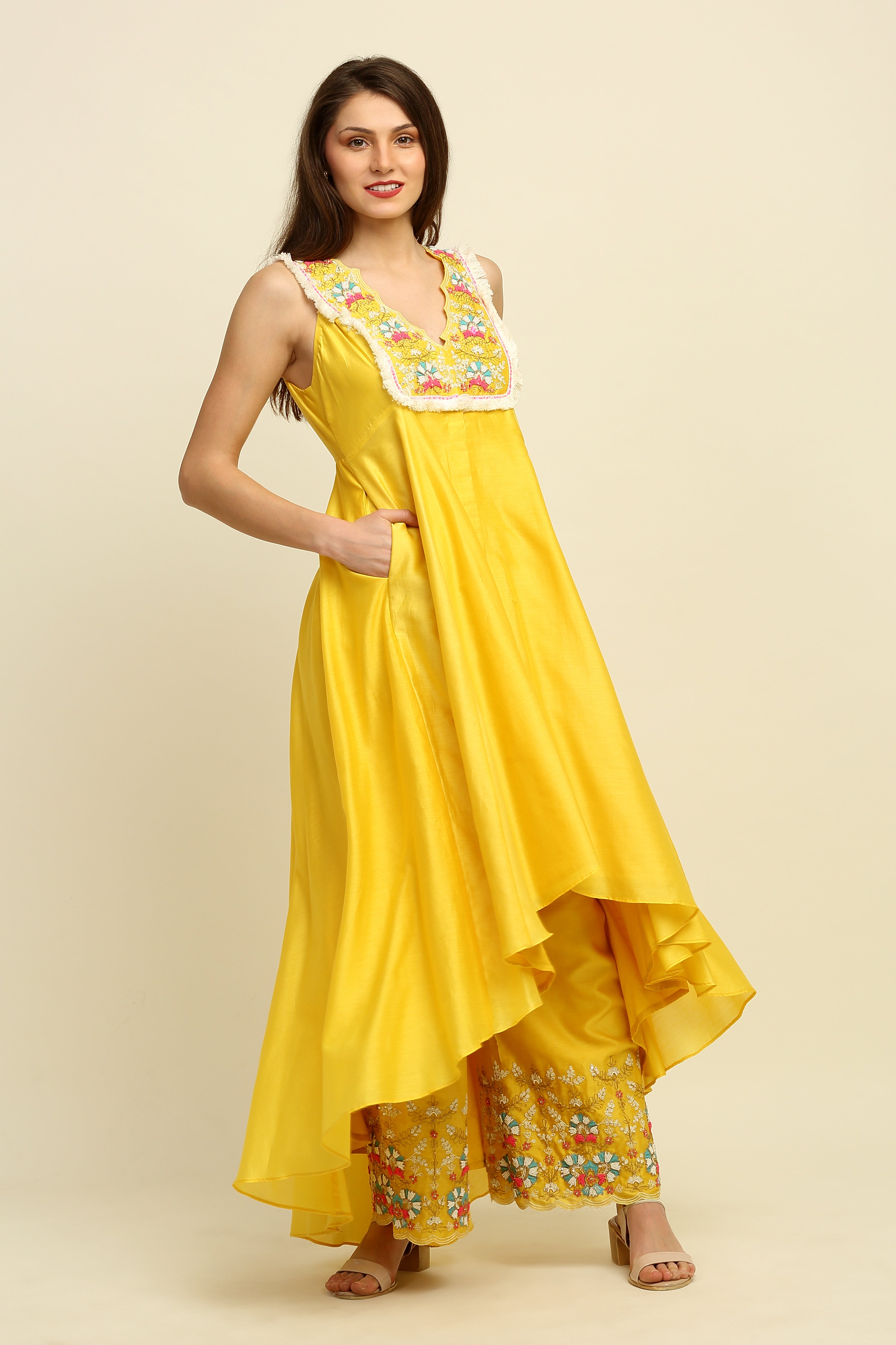 Yellow Chanderi Suit Set