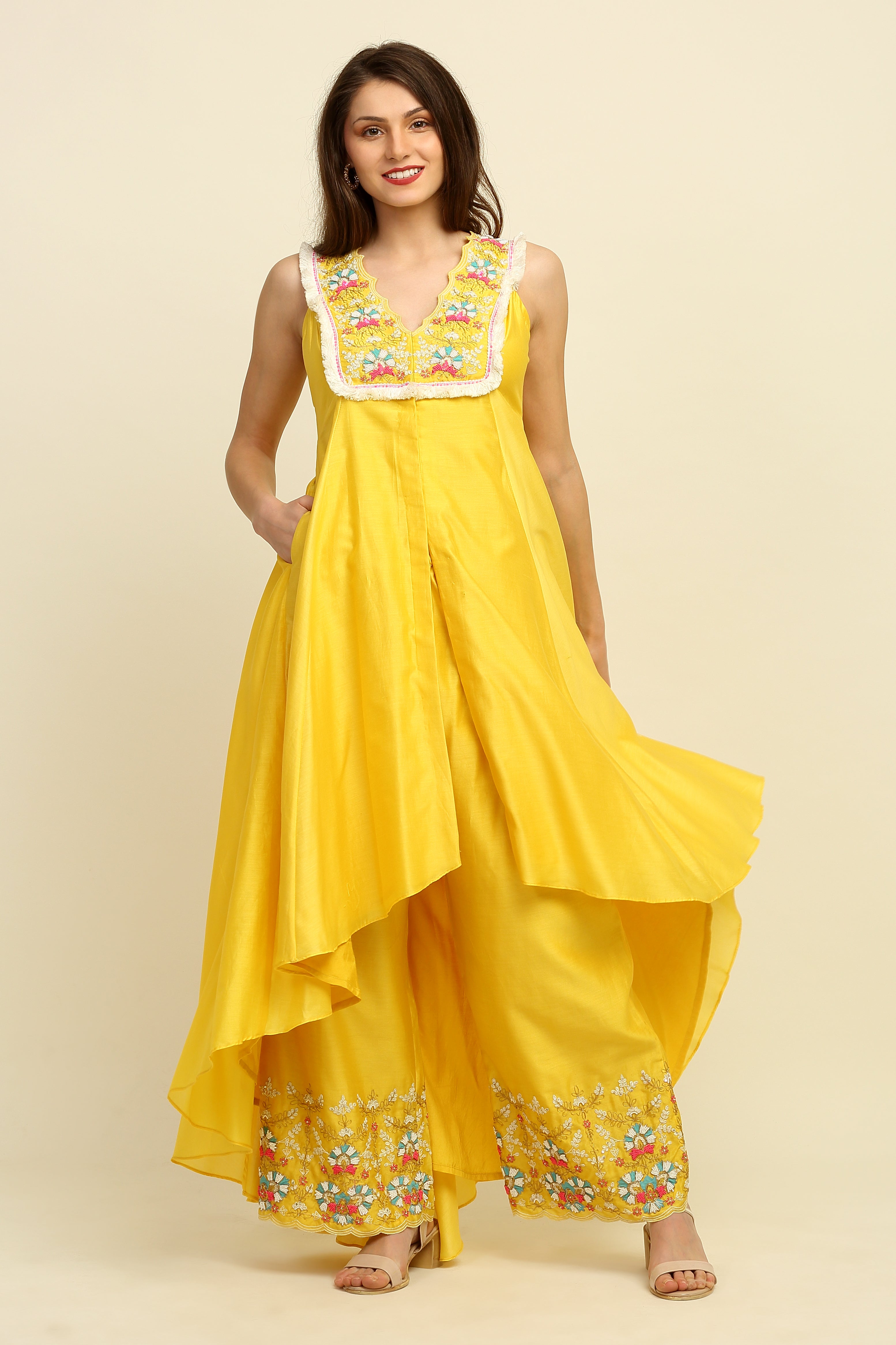Yellow Chanderi Suit Set