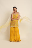 Yellow Embroidered Sharara Set