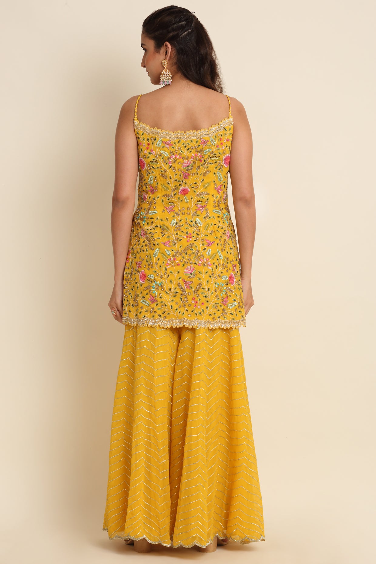 Yellow Embroidered Sharara Set