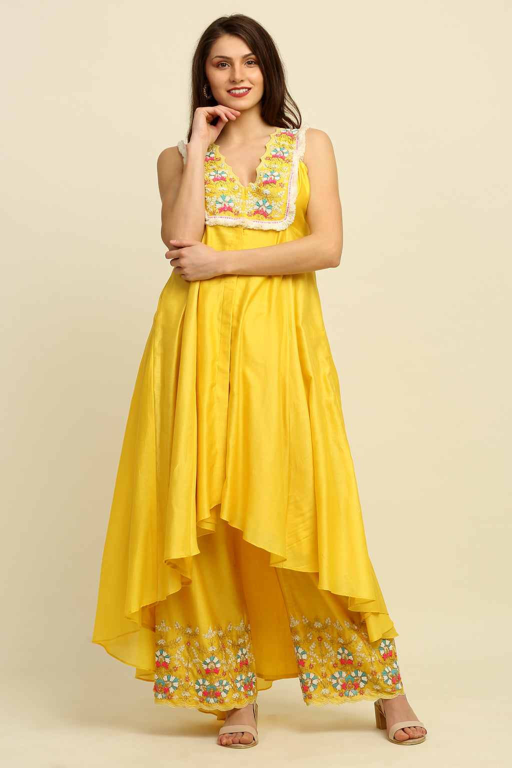 Yellow Chanderi Suit Set