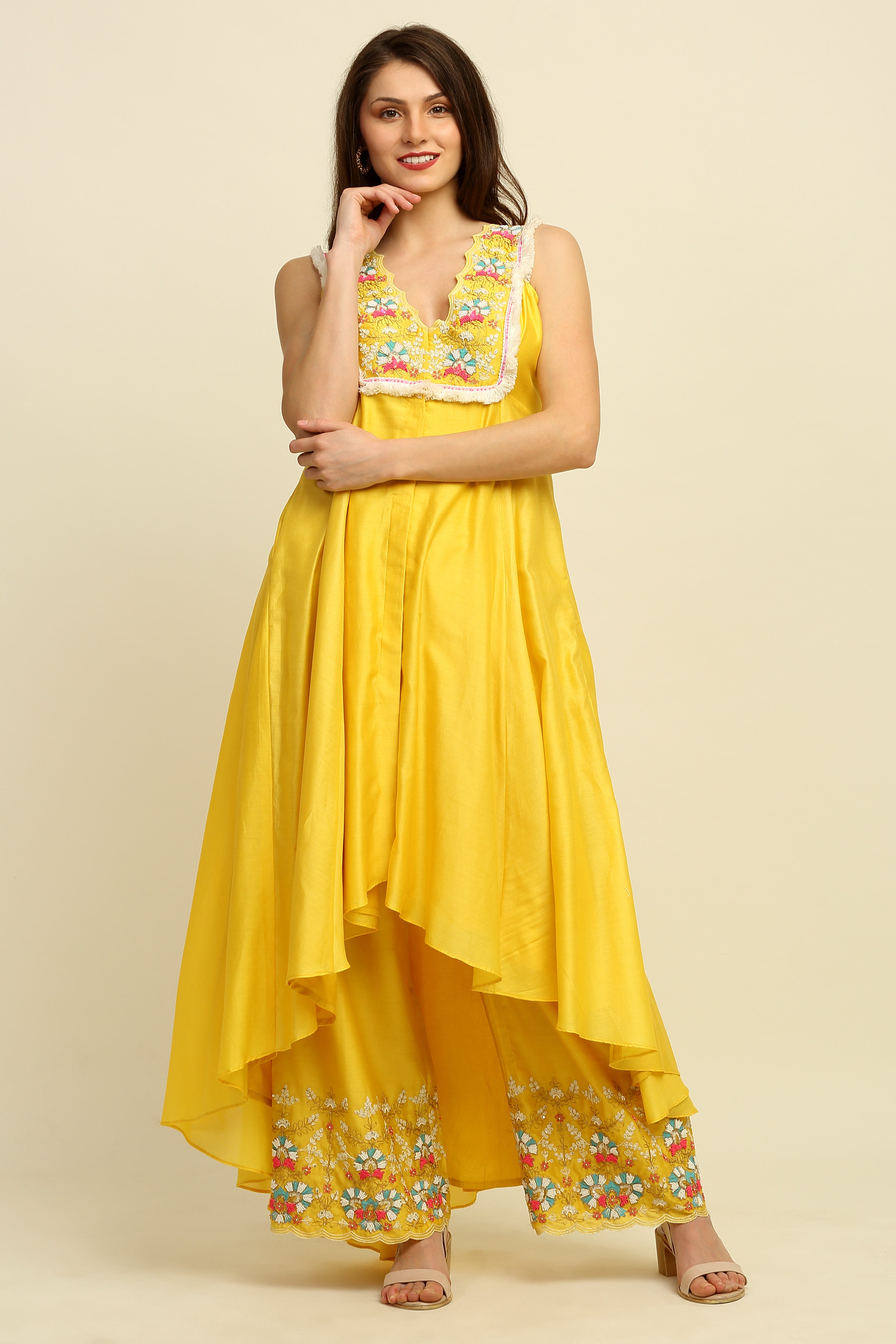 Yellow Chanderi Suit Set