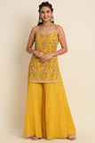 Yellow Embroidered Sharara Set