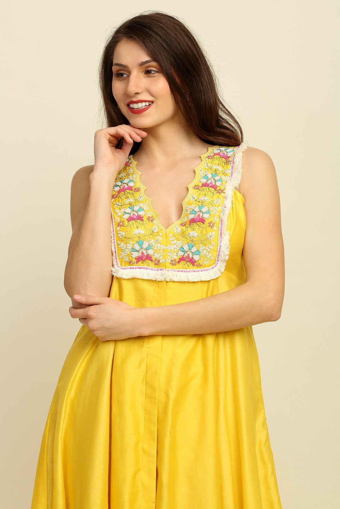 Yellow Chanderi Suit Set