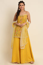 Yellow Embroidered Sharara Set