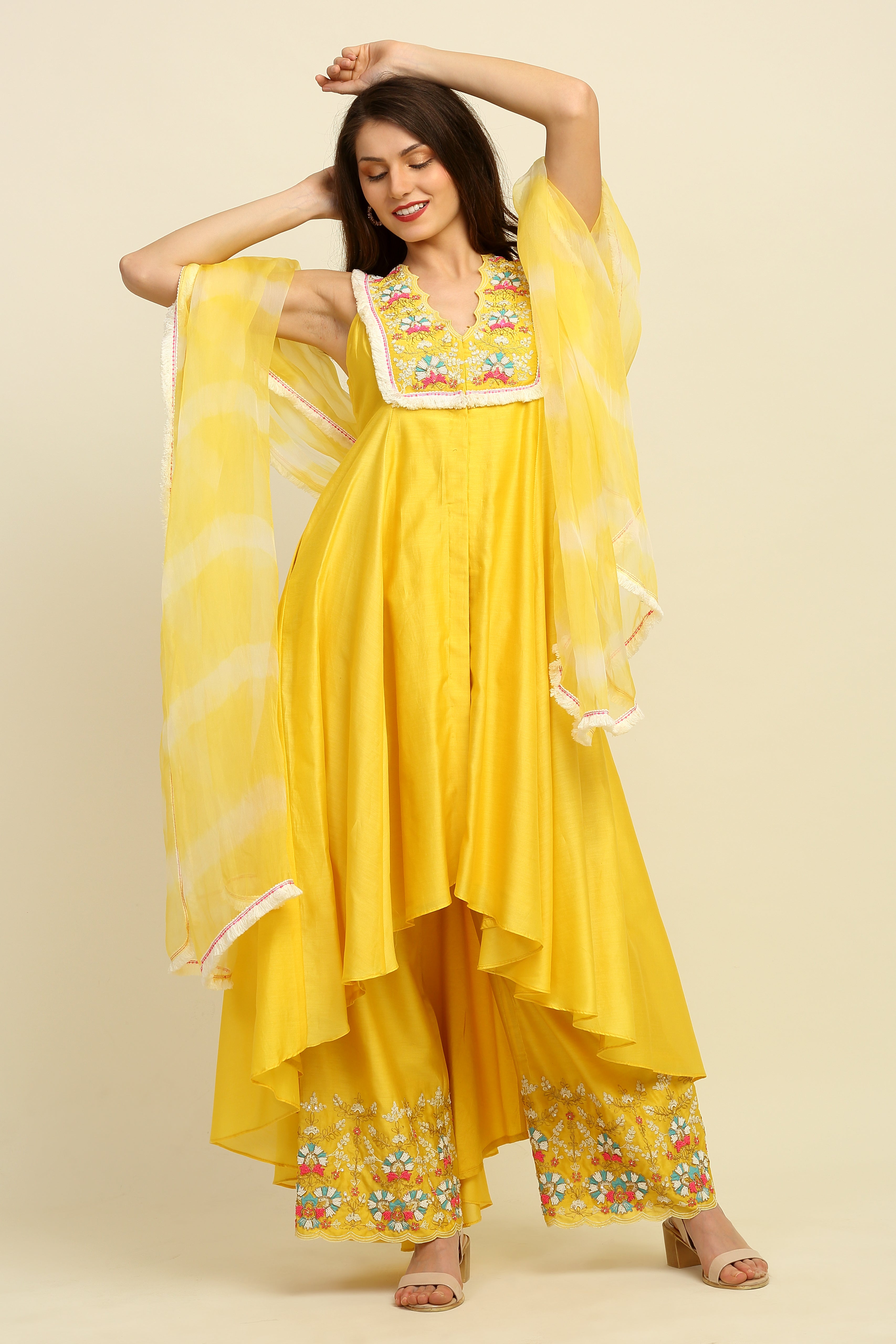 Yellow Chanderi Suit Set