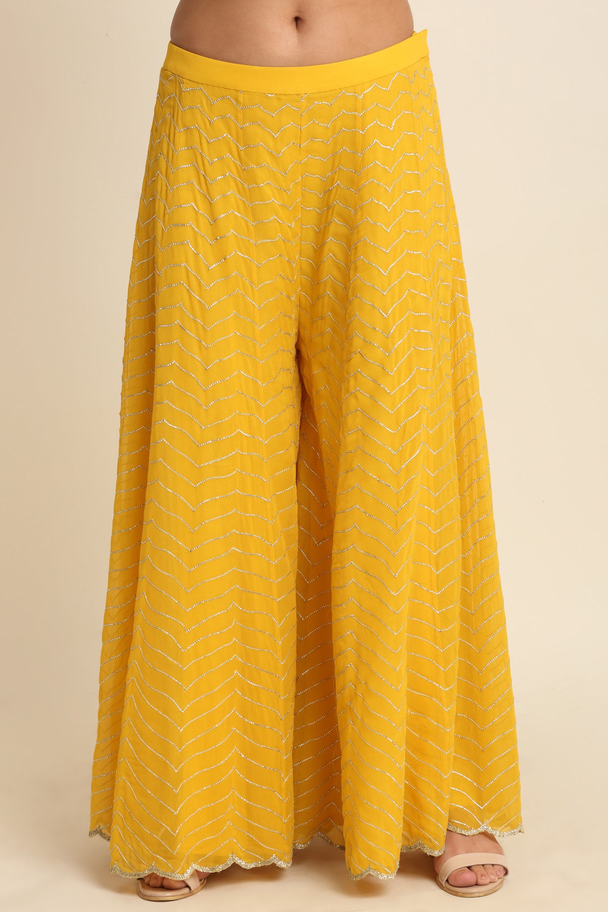 Yellow Embroidered Sharara Set