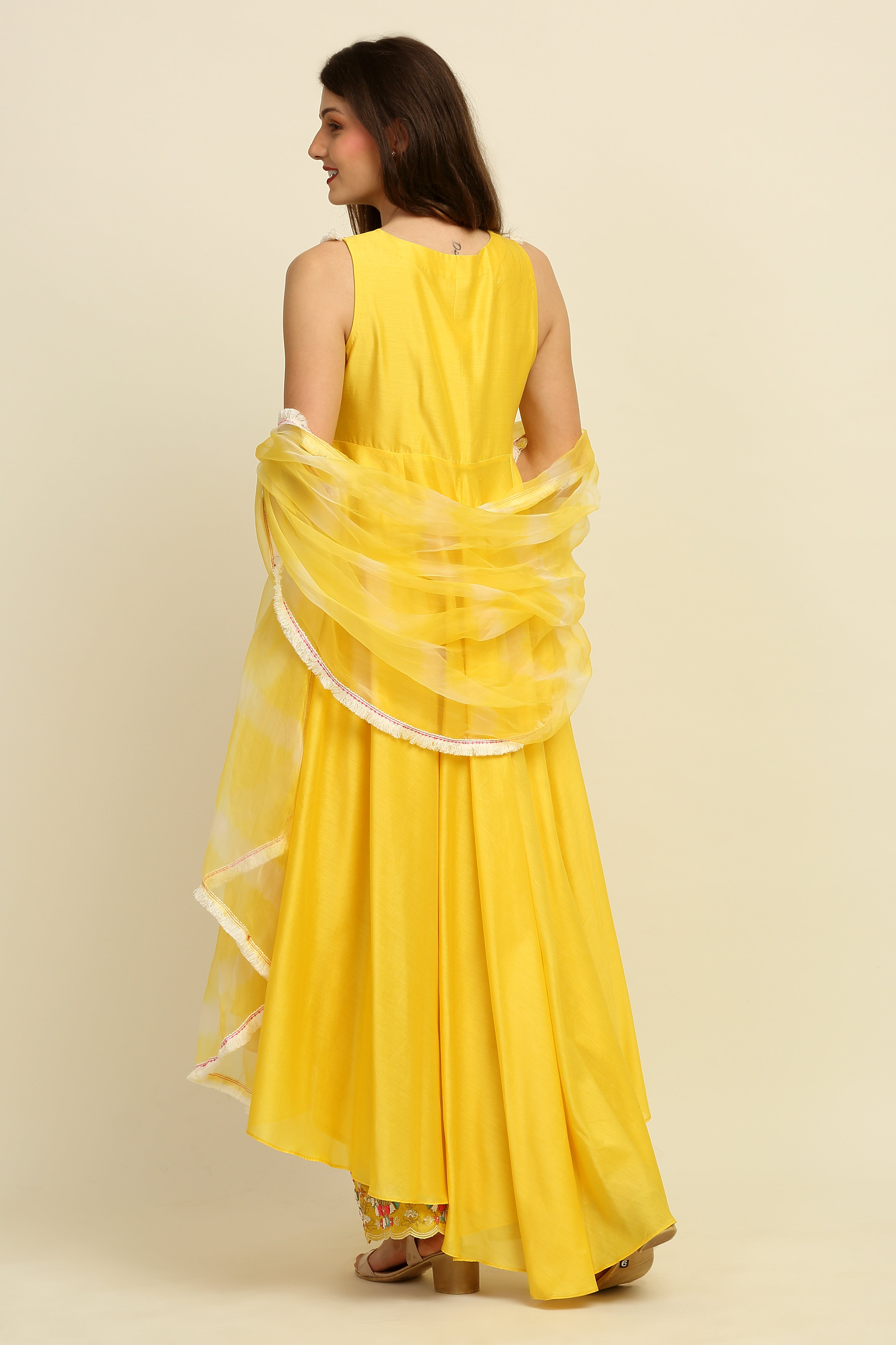 Yellow Chanderi Suit Set