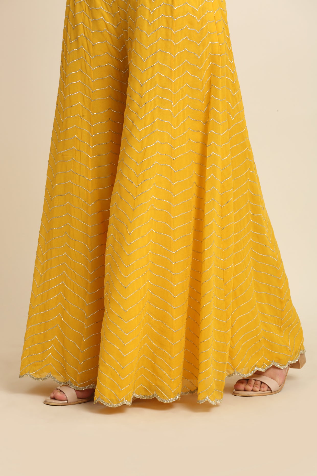 Yellow Embroidered Sharara Set