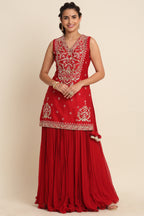 Red Georgette Lehenga Set