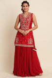 Red Georgette Lehenga Set