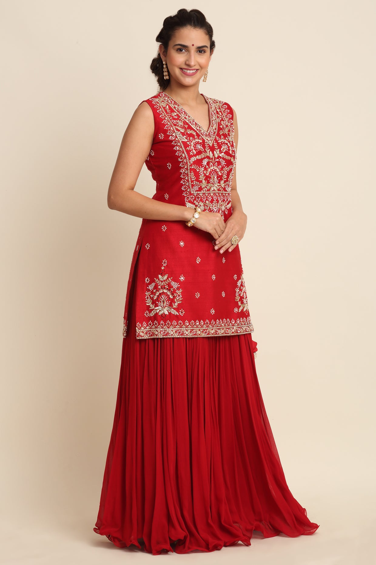 Red Georgette Lehenga Set