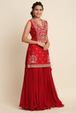 Red Georgette Lehenga Set