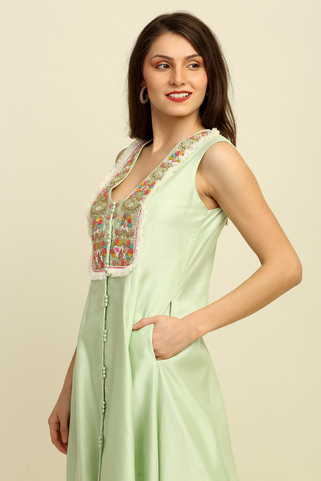 Mint Green  Chanderi Suit Set