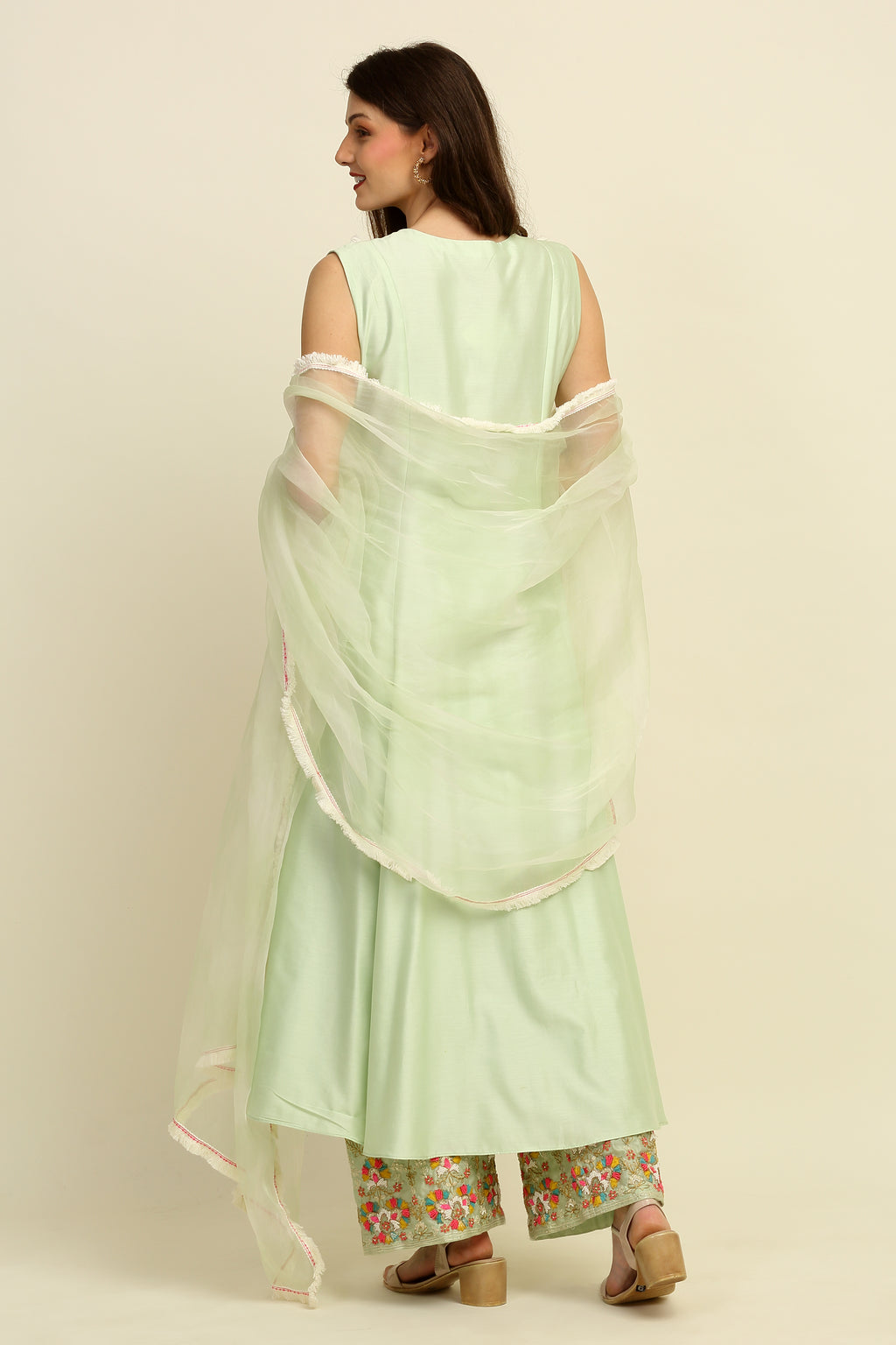 Mint Green  Chanderi Suit Set