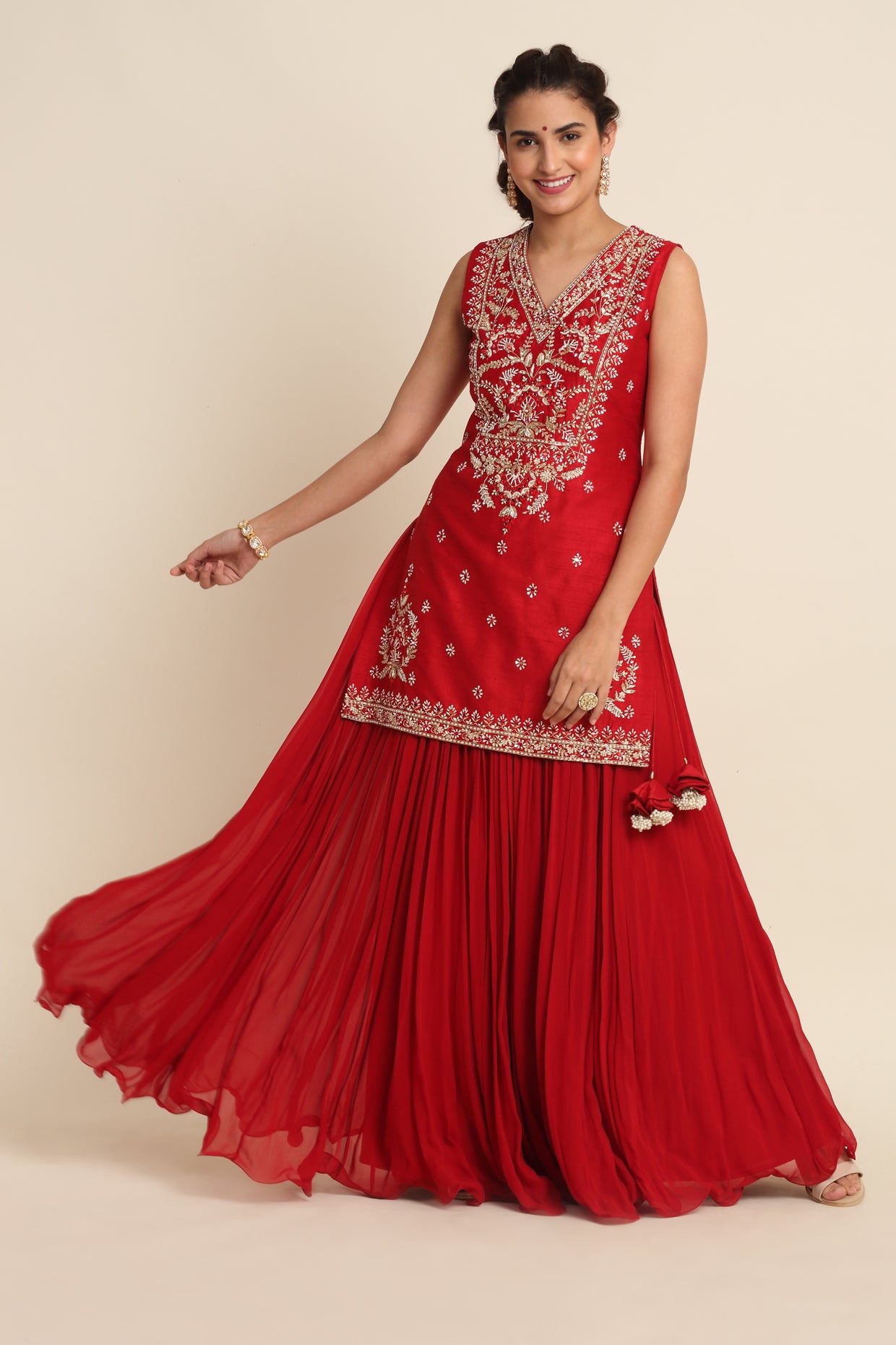 Red Georgette Lehenga Set