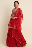 Red Georgette Lehenga Set